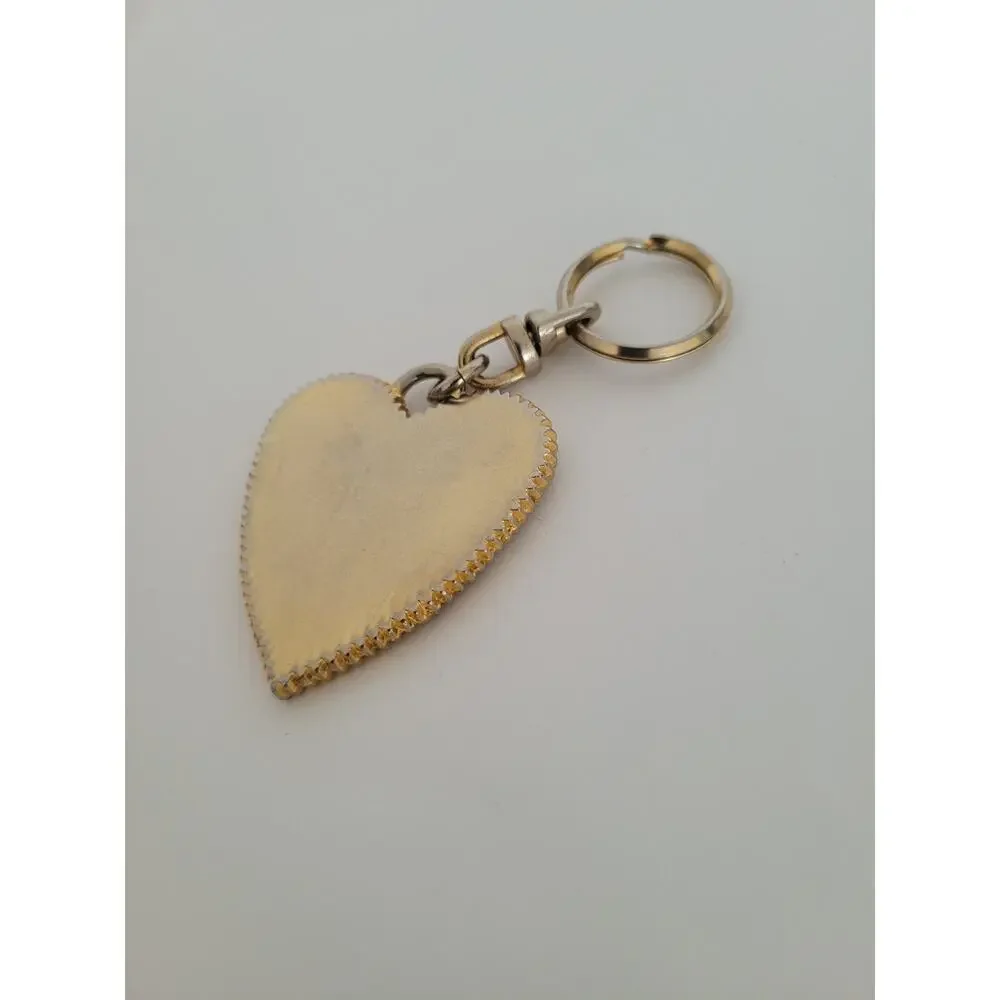 Vintage‎ Cheap And Chick Moschino Gold Heart Charm Keychain Key Ring Fob Metal